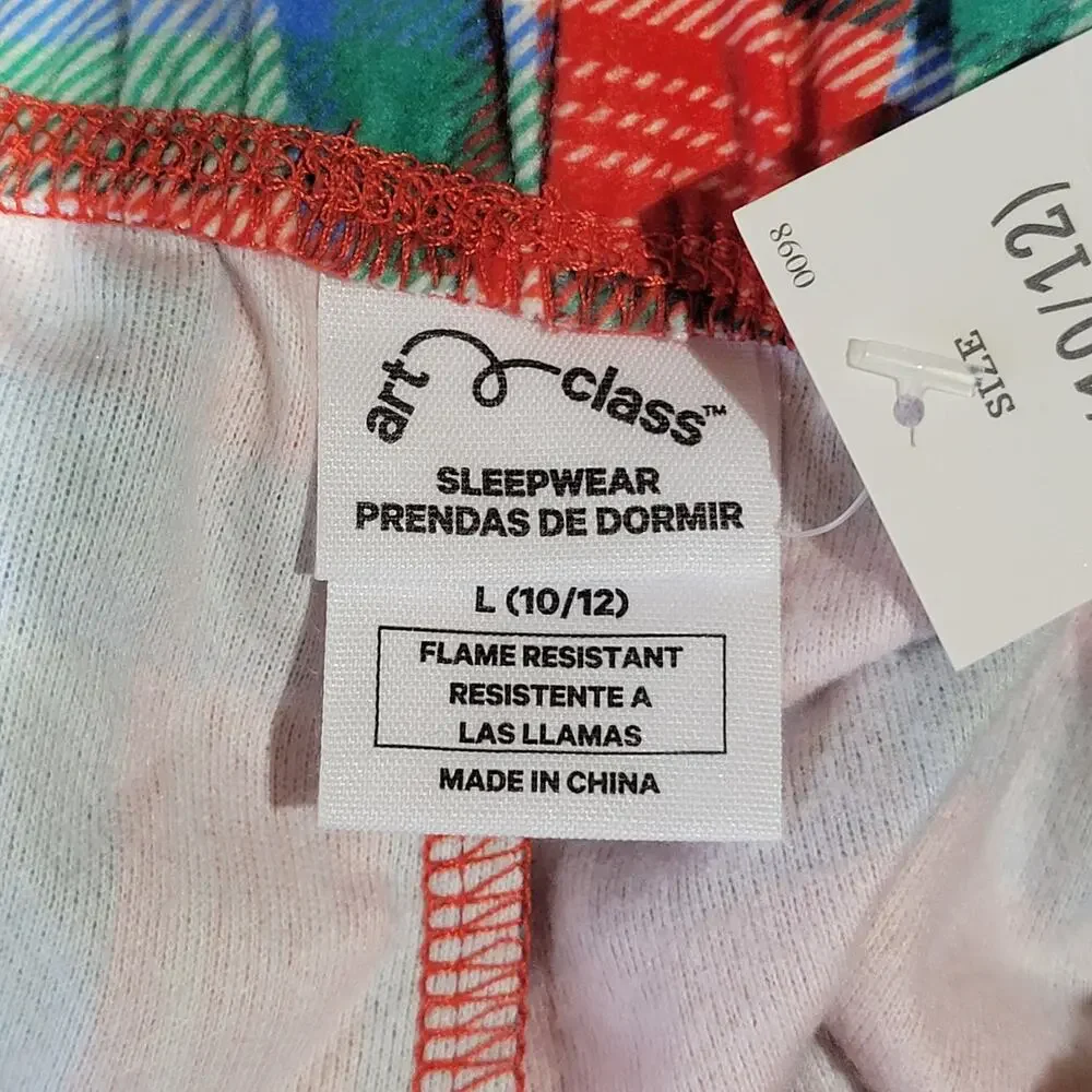 Art Class Long Sleeve Holiday Pajamas, Multi-color, Youth Sz L, NWT